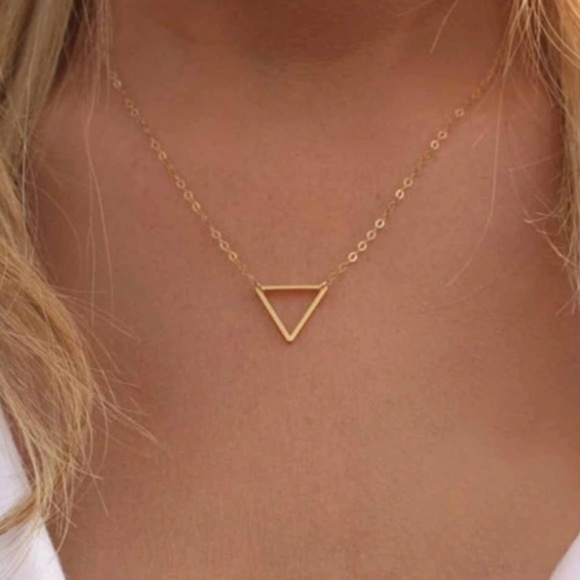 Minimalistic Gold Triangle Necklace - Picture 2 of 2